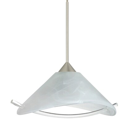 Besa Lighting Hoppi Cord Pendant, Marble/Clear, Satin Nickel Finish, 1x50W Halogen 1XT-181304-SN